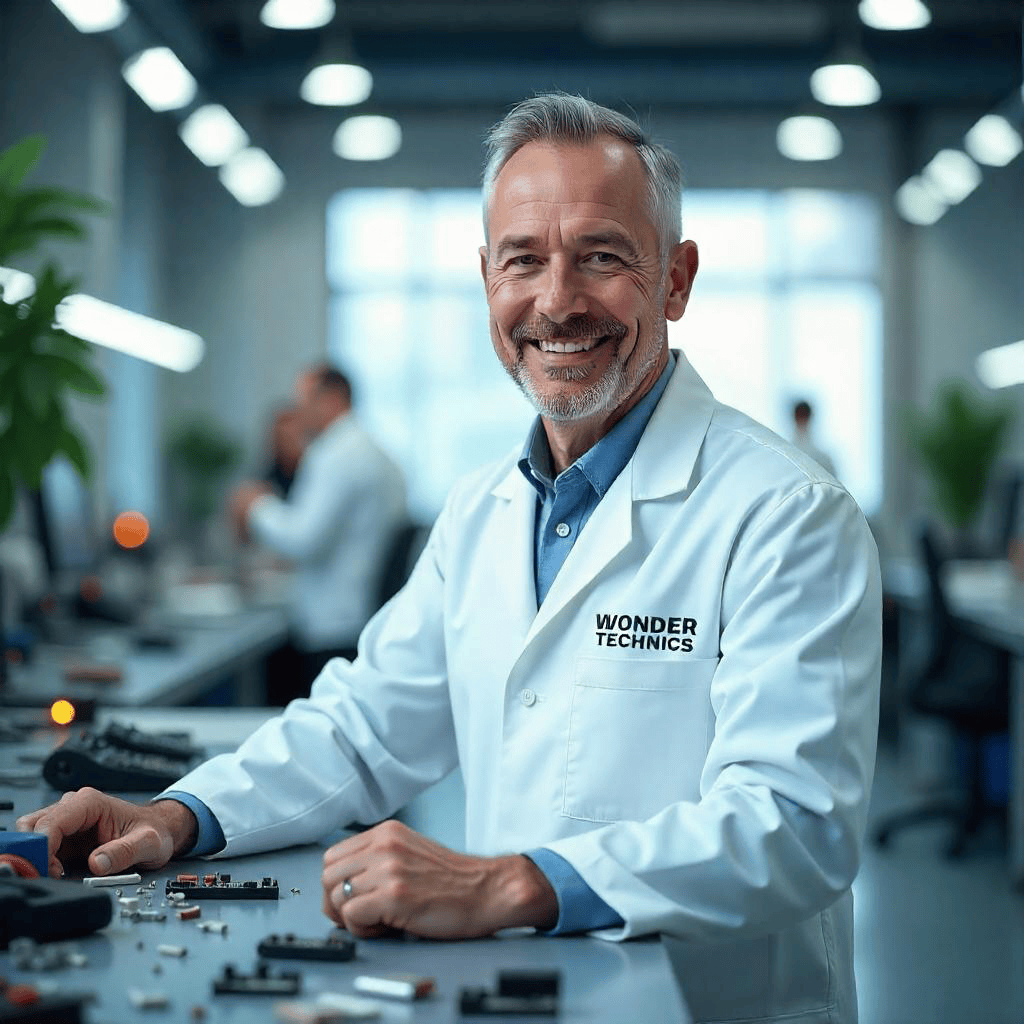 Man using the Wonder Face facial toning device
