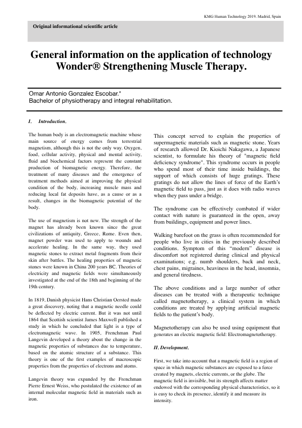 General information on the application of technology  Wonder® Strengthening Muscle Therapy